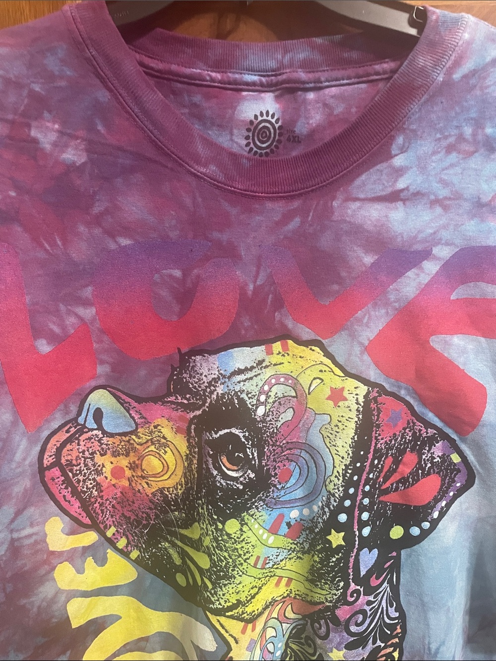 The Mountain Beautiful colorful Tie Dye Boxer Love T Shirt Sz. 4 X NWOT